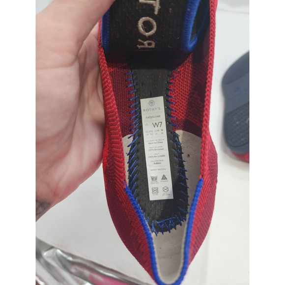 Rothy's Ballet Flat Shoes Womens 7W Red Camo Knit Pointed Toe Slip On Comfort - Picture 9 of 9